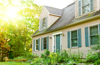Small house in a sunny picture
