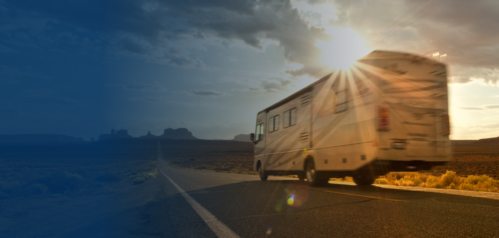 RV driving on highway